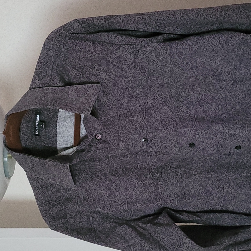 Men button up long sleeve shirt size L